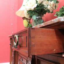 Load image into Gallery viewer, Antique French Walnut Breakfront Sideboard with Marble Top and Carved Detail. B12252