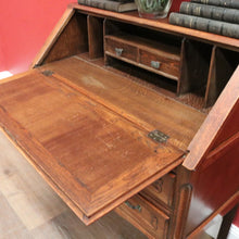 Load image into Gallery viewer, x SOLD Antique French Oak Writing Bureau with Fitted Interior & Scroll Feet. 2 Drawers. B12308