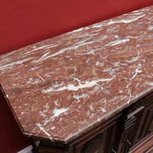 Load image into Gallery viewer, Antique French Walnut Breakfront Sideboard with Marble Top and Carved Detail. B12252