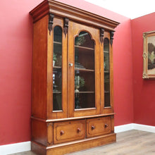 Load image into Gallery viewer, x SOLD Antique Australian Cedar Bookcase with Central Gothic Arch Glass Door. B12498