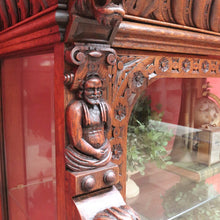 Load image into Gallery viewer, x SOLD Antique French Oak Gothic Display Cabinet with Bevelled Glass and Carved Detail. B12735
