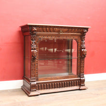 Load image into Gallery viewer, x SOLD Antique French Oak Gothic Display Cabinet with Bevelled Glass and Carved Detail. B12735