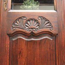 Load image into Gallery viewer, x SOLD Antique French Oak Bookcase – Carved Doors, Glass Panels, Keys, Adjustable Shelves. B12512