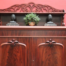 Load image into Gallery viewer, Antique English Mahogany Chiffonier – Fretwork Back, Hidden Drawer, Key Included. B12506