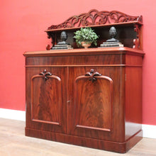 Load image into Gallery viewer, Antique English Mahogany Chiffonier – Fretwork Back, Hidden Drawer, Key Included. B12506