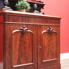Load image into Gallery viewer, Antique English Mahogany Chiffonier – Fretwork Back, Hidden Drawer, Key Included. B12506