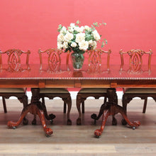 Load image into Gallery viewer, x SOLD Vintage English Mahogany Dining Table with Two Leaves and Lion’s Paw Feet. B12872