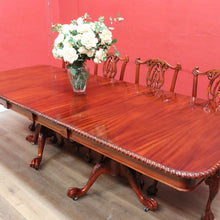 Load image into Gallery viewer, x SOLD Vintage English Mahogany Dining Table with Two Leaves and Lion’s Paw Feet. B12872