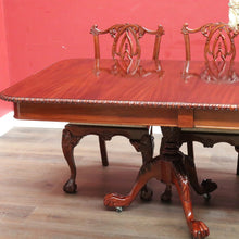 Load image into Gallery viewer, x SOLD Vintage English Mahogany Dining Table with Two Leaves and Lion’s Paw Feet. B12872