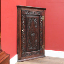 Load image into Gallery viewer, x SOLD Antique French Brittany Oak Corner Cabinet – Wall Hanging, Carved, Brass Fittings. B12503