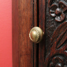 Load image into Gallery viewer, x SOLD Antique French Brittany Oak Corner Cabinet – Wall Hanging, Carved, Brass Fittings. B12503