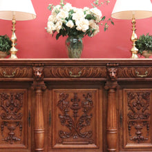 Load image into Gallery viewer, x SOLD Grand Antique French Carved Sideboard – Lion Heads, Cutlery Drawers, 3 Keys. B12283
