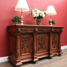 Load image into Gallery viewer, x SOLD Grand Antique French Carved Sideboard – Lion Heads, Cutlery Drawers, 3 Keys. B12283