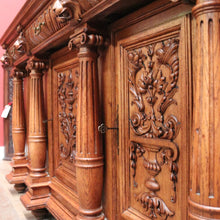 Load image into Gallery viewer, x SOLD Grand Antique French Carved Sideboard – Lion Heads, Cutlery Drawers, 3 Keys. B12283