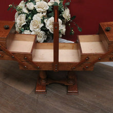 Load image into Gallery viewer, x SOLD Vintage French Oak Sewing Box – Scissor-Action 3-Tier, 6-Drawer Design with Twin Pedestal Base & Stretcher. B12294