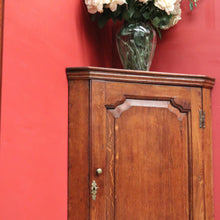 Load image into Gallery viewer, Antique Georgian English Oak Corner Cabinet – Brass Fittings, Key, 3 Shelves. B12504