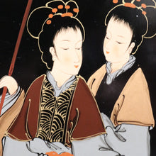 Load image into Gallery viewer, x SOLD Oriental Inspired Black Lacquer Chinoiserie Cabinet with Hand Painted Scenes. B12751
