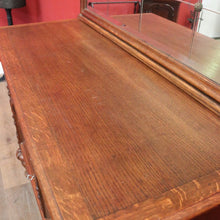 Load image into Gallery viewer, Antique French Oak Sideboard – Marquetry Inlay, Carved Floral Front, Brass Pulls. B12299