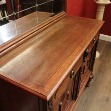 Load image into Gallery viewer, Antique French Oak Sideboard – Marquetry Inlay, Carved Floral Front, Brass Pulls. B12299