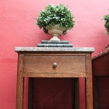 Load image into Gallery viewer, x SOLD Pair French Oak and Marble Bedside Cabinets with Drawers and Cupboard. B12818