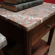 Load image into Gallery viewer, x SOLD Pair French Oak and Marble Bedside Cabinets with Drawers and Cupboard. B12818
