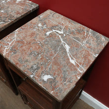 Load image into Gallery viewer, x SOLD Pair French Oak and Marble Bedside Cabinets with Drawers and Cupboard. B12818