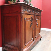 Load image into Gallery viewer, Antique French Walnut Sideboard with Cast Brass Handles and Carved Detail. B12731
