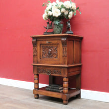 Load image into Gallery viewer, x SOLD Antique French Oak Drinks Cabinet with Carved Figure and Turned Supports. B12851
