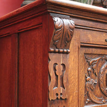 Load image into Gallery viewer, x SOLD Antique French Oak Drinks Cabinet with Carved Figure and Turned Supports. B12851