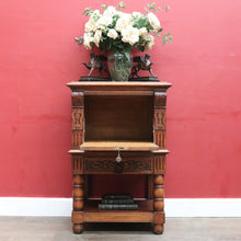 Load image into Gallery viewer, x SOLD Antique French Oak Drinks Cabinet with Carved Figure and Turned Supports. B12851