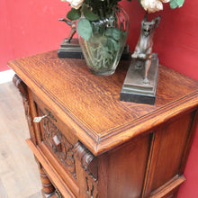 Load image into Gallery viewer, x SOLD Antique French Oak Drinks Cabinet with Carved Figure and Turned Supports. B12851