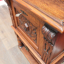Load image into Gallery viewer, x SOLD Antique French Oak Drinks Cabinet with Carved Figure and Turned Supports. B12851