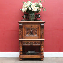 Load image into Gallery viewer, x SOLD Antique French Oak Drinks Cabinet with Carved Figure and Turned Supports. B12851