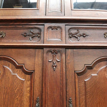 Load image into Gallery viewer, Antique French Oak Two Height China Cabinet or Bookcase with Glass Doors. B12703