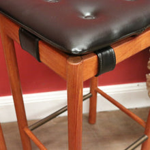 Load image into Gallery viewer, Pair of Retro Parker Mid-Century Bar Stools – Original Black Vinyl - Button Seats. B12513