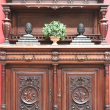 Load image into Gallery viewer, Antique French Walnut Servery Sideboard with Marble Top and Plate Rack. B12928