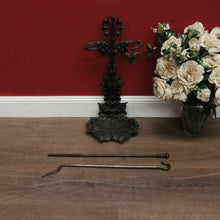 Load image into Gallery viewer, Antique English Cast Iron Fire Tool Set with Stand – Stamped Martin. B12287