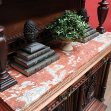 Load image into Gallery viewer, Antique French Walnut Servery Sideboard with Marble Top and Plate Rack. B12928