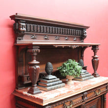 Load image into Gallery viewer, Antique French Walnut Servery Sideboard with Marble Top and Plate Rack. B12928