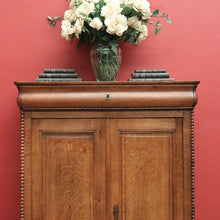 Load image into Gallery viewer, x SOLD Antique French Oak Cabinet – Drawer, Shelves, Keys, Panel Doors & Bun Feet. B12255