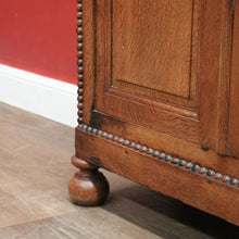 Load image into Gallery viewer, x SOLD Antique French Oak Cabinet – Drawer, Shelves, Keys, Panel Doors & Bun Feet. B12255