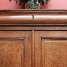 Load image into Gallery viewer, x SOLD Antique French Oak Cabinet – Drawer, Shelves, Keys, Panel Doors & Bun Feet. B12255