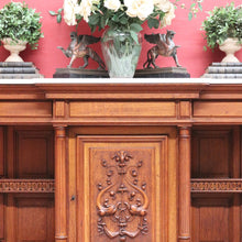 Load image into Gallery viewer, Antique French Marble Top Breakfront Hall Cabinet Single Door with Key. B12919