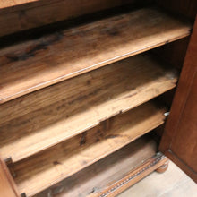 Load image into Gallery viewer, x SOLD Antique French Oak Cabinet – Drawer, Shelves, Keys, Panel Doors & Bun Feet. B12255