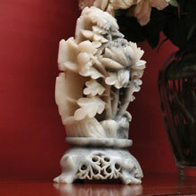 Load image into Gallery viewer, Chinese Soapstone Carving – Hand-Carved Floral Sculpture, Oriental Style. B12514