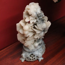 Load image into Gallery viewer, Chinese Soapstone Carving – Hand-Carved Floral Sculpture, Oriental Style. B12514