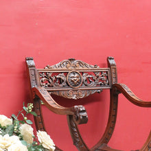Load image into Gallery viewer, x SOLD Antique French Curule Savonarola Monk Chair with Carved Lion Masks. B12925