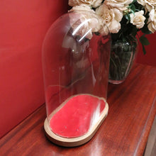 Load image into Gallery viewer, x SOLD Antique Glass Dome and Wooden Base, Statue, Religious, Clock Cover, Taxidermy Dome. B12316