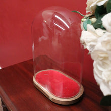 Load image into Gallery viewer, x SOLD Antique Glass Dome and Wooden Base, Statue, Religious, Clock Cover, Taxidermy Dome. B12316