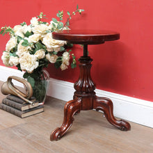 Load image into Gallery viewer, Australian Cedar Piano Stool Swivel Seat on Tri Leg Pedestal Base. B12934